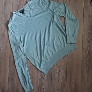 Banana Republic Mens Luxury Blend Silk Cotton Cashmere V-Neck Sweater Blue Large